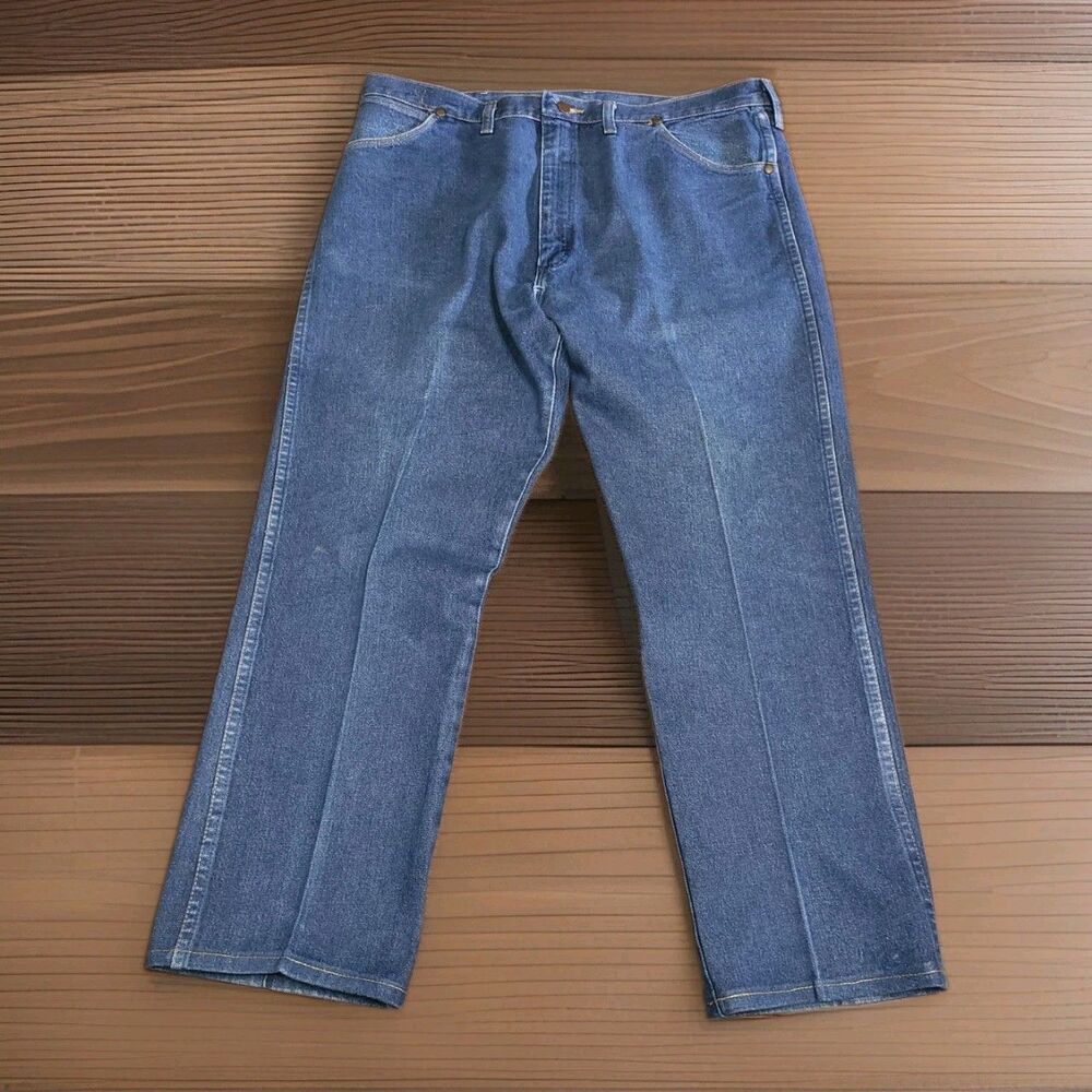 VTG 1986 Wrangler 13MWZ Jeans Made in USA Mens 38x29 Blue Denim Cowboy Cut 40x32 - Picture 2 of 8